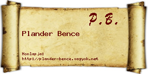 Plander Bence névjegykártya